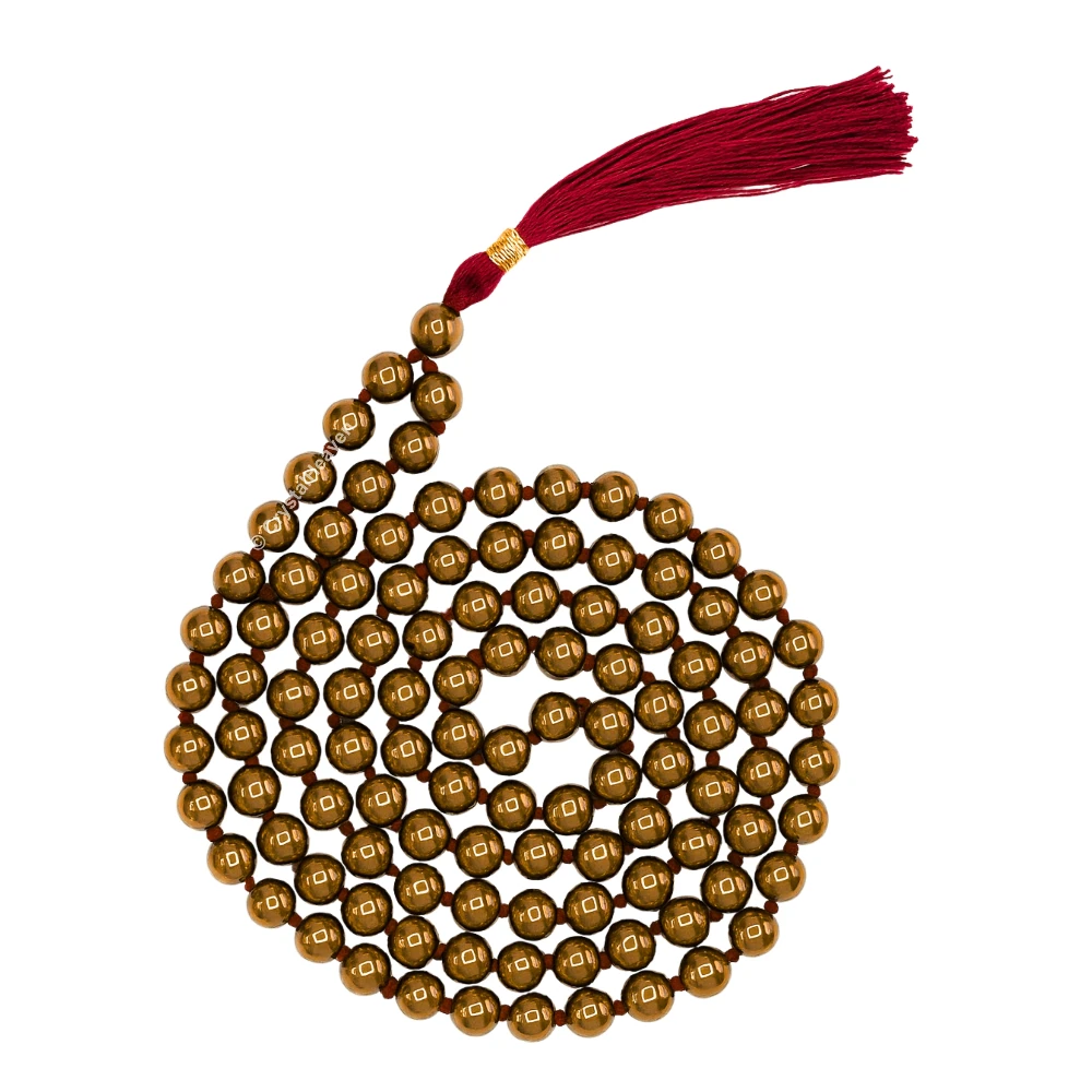 Copper Hematite Japa Mala (Hand Knotted)