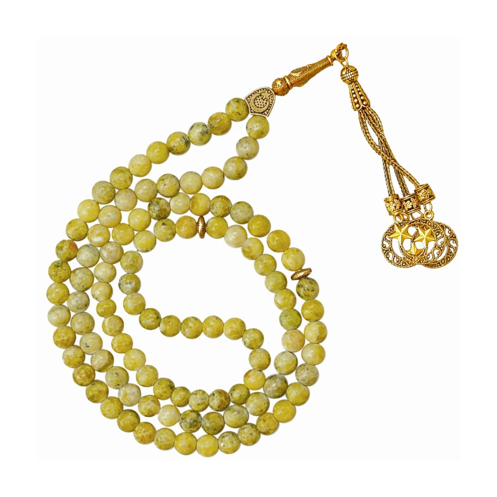 Serpentine Crystal Tasbih (Gold)