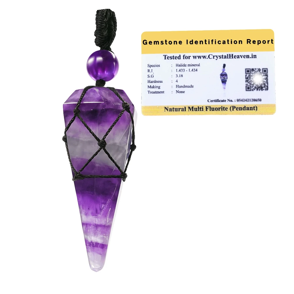 Multi Fluorite Pendulum Pendant Necklace (Macrame)
