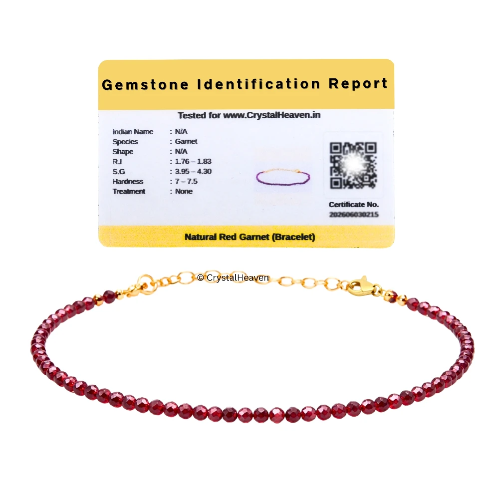 Red Garnet Bracelets - 2mm Faceted Beads (Gold)