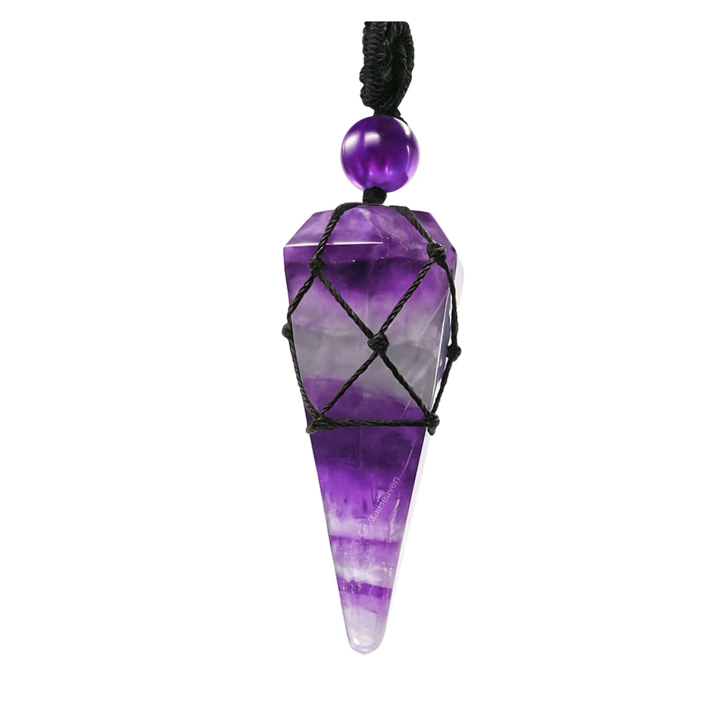 Multi Fluorite Pendulum Pendant Necklace (Macrame)