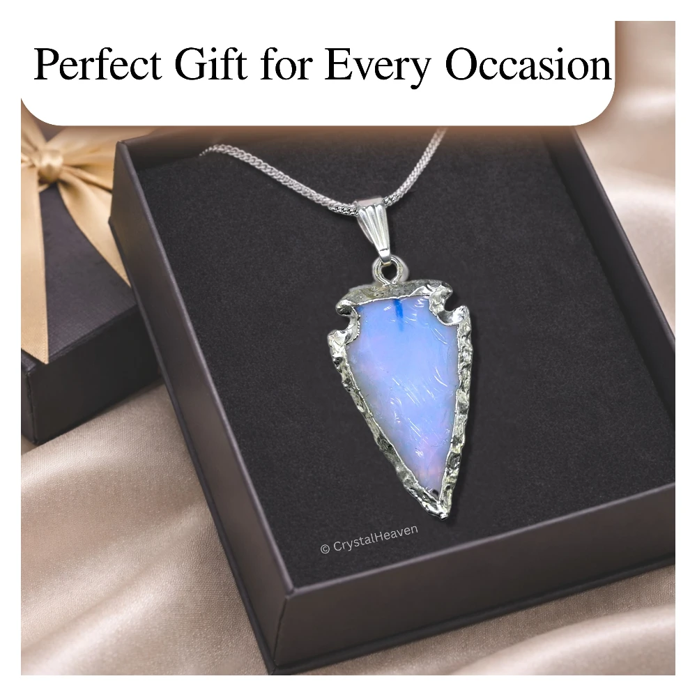 Opalite Arrow Head Pendant - Silver  Plated