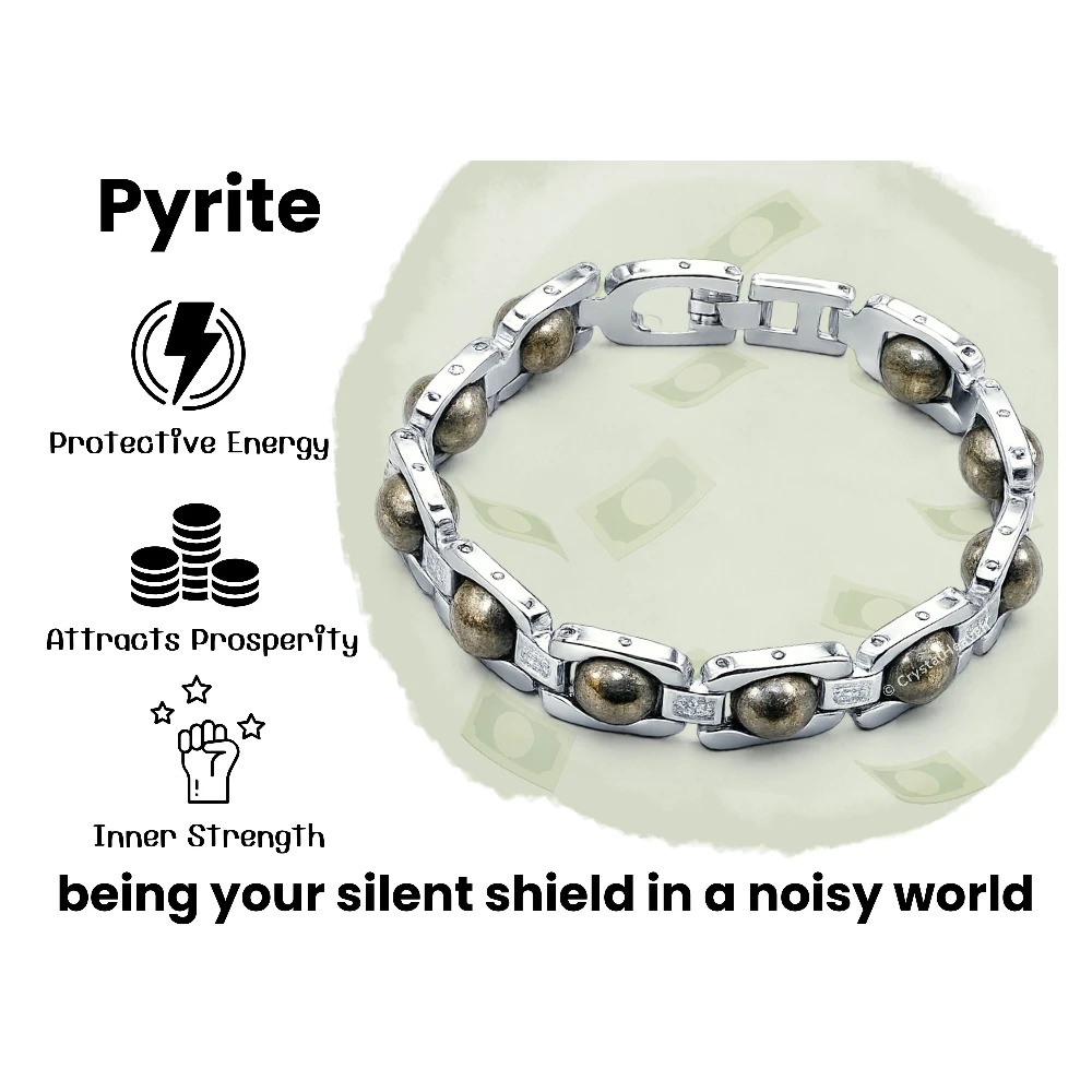 Pyrite Bracelet - Premium Silver Chain