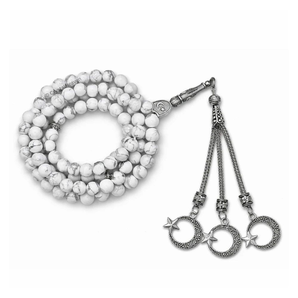 Howlite Crystal Tasbih (Silver)