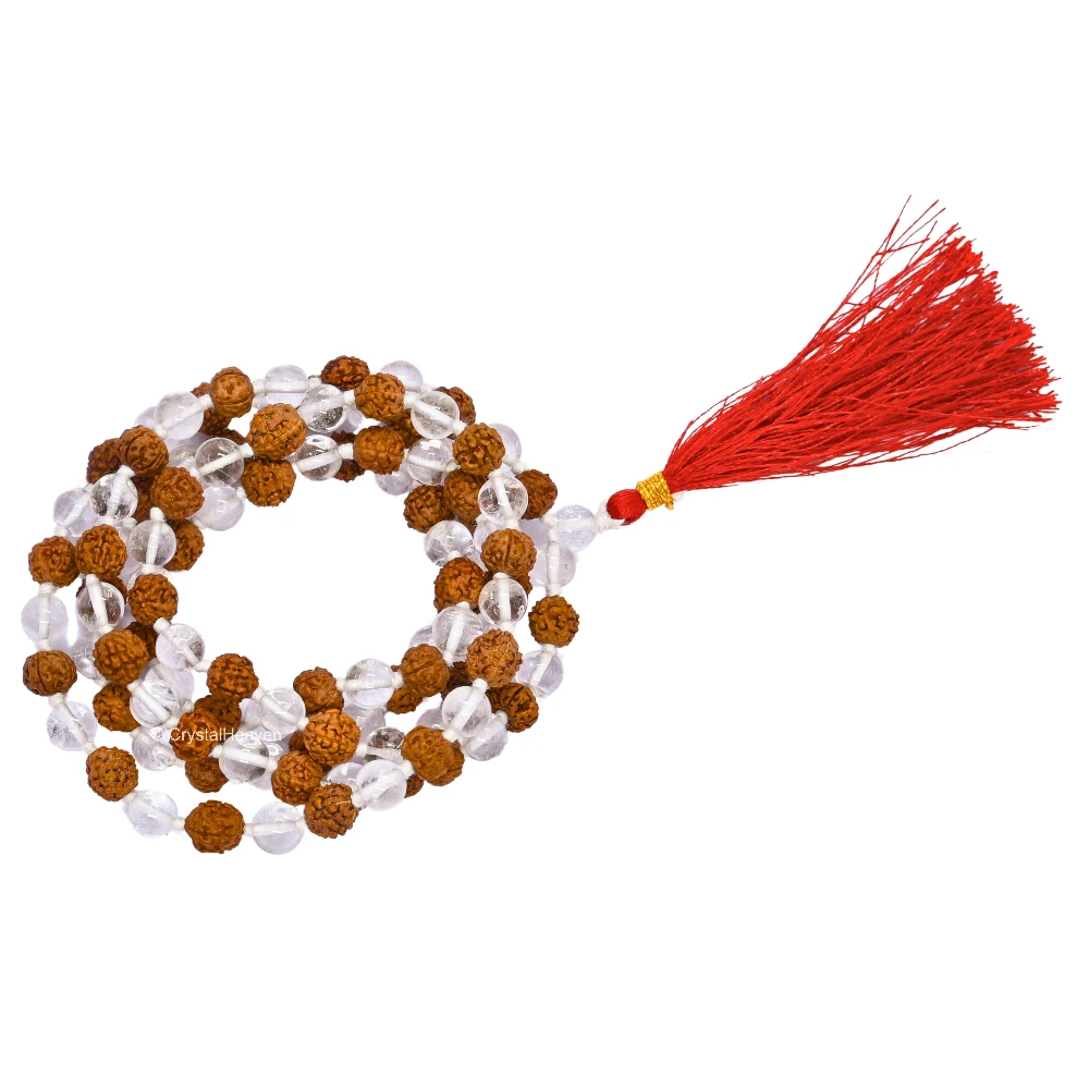 Original Rudraksha Sphatik Mala (Hand Knotted)