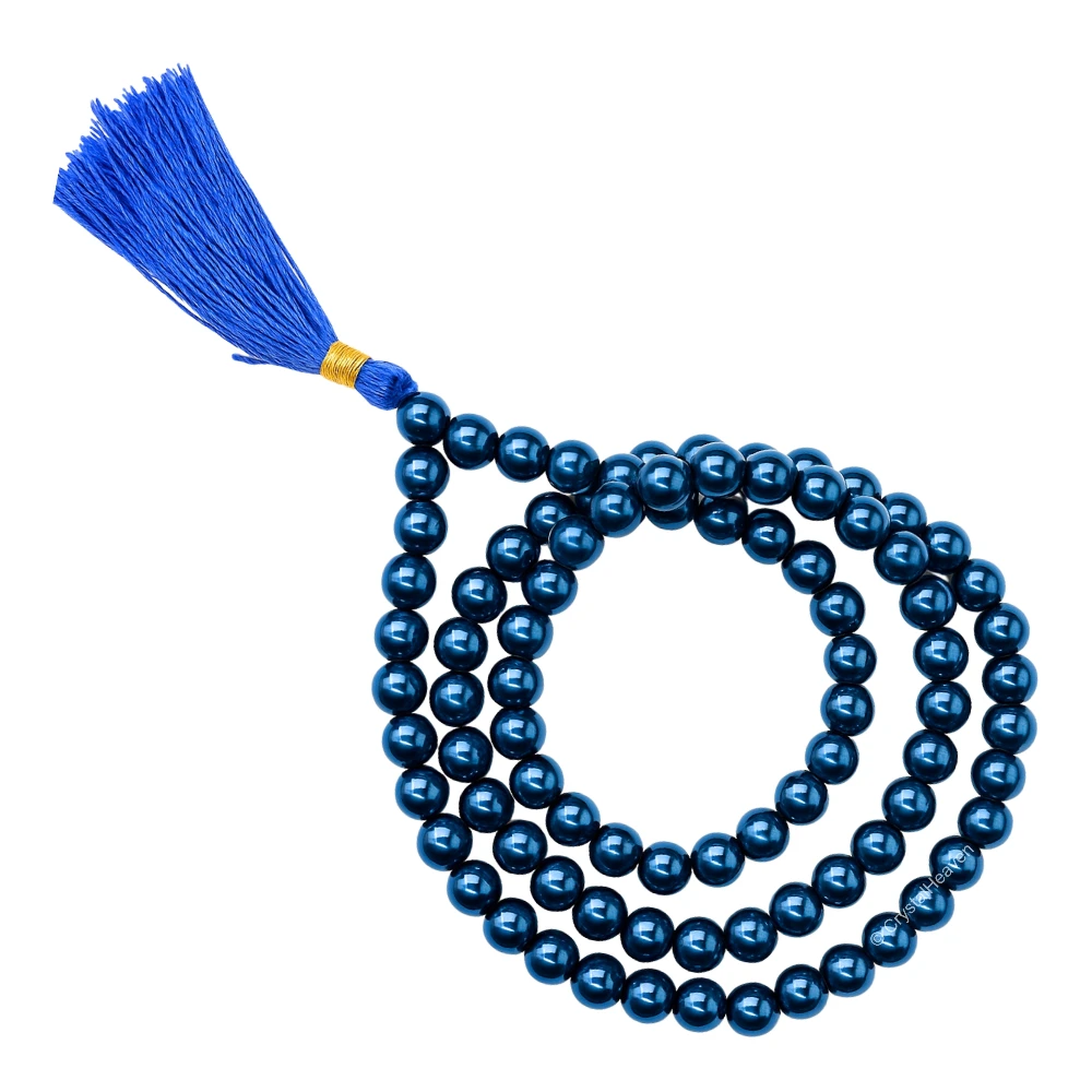 Blue Hematite Japa Mala (Without Knot)