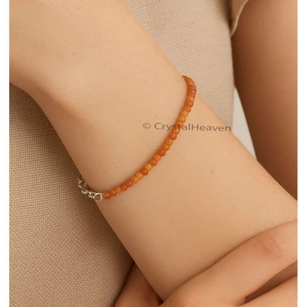 Golden Moonstone Bracelets - 2mm Faceted Beads (Silver)