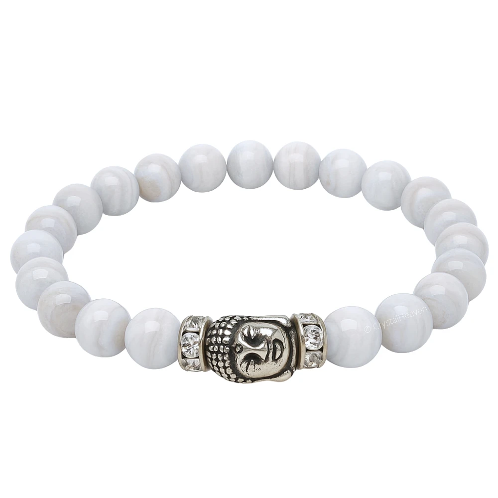 Blue Lace Agate with Buddha Bracelet (Elastic)