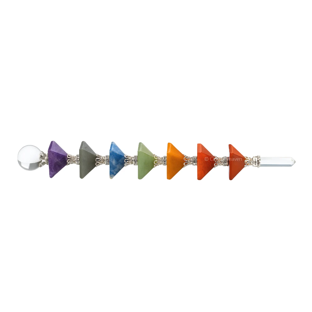 7 Chakra Crystal Pyramid Healing Stick