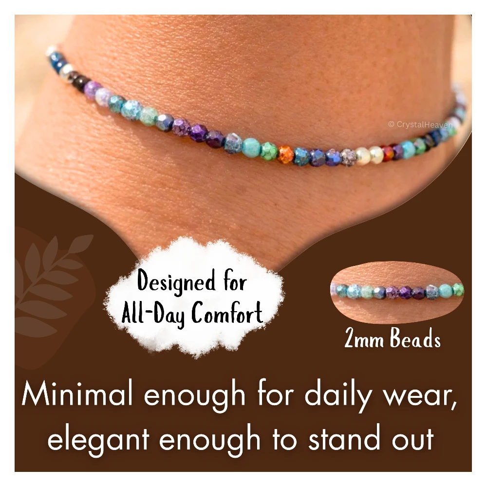 Mix Disco Anklet - 2mm Faceted Beads (Silver)
