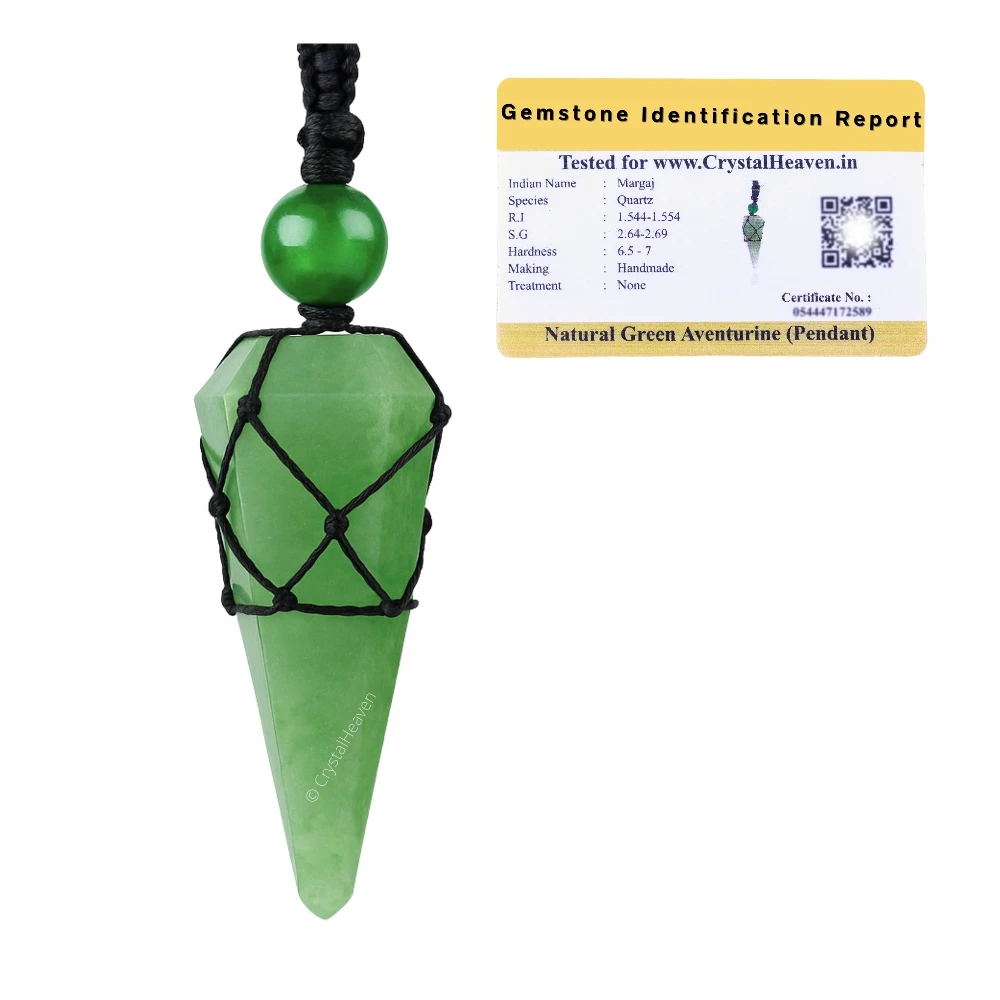 Green Aventurine Pendulum Pendant Necklace (Macrame)