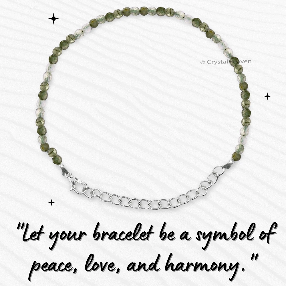 Green Rutilated Quartz Bracelets - 2mm Faceted Beads (Silver)