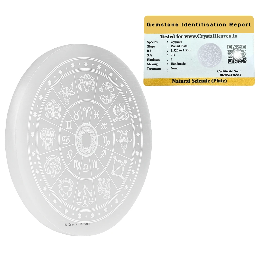 Selenite Charging Plate - Zodiac Sign (3 Inch)