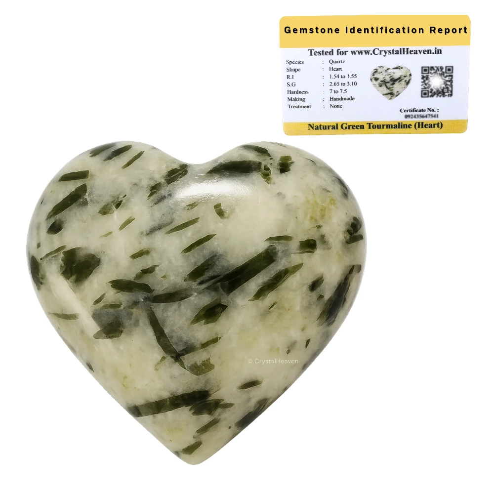 Green Tourmaline In Quartz Heart