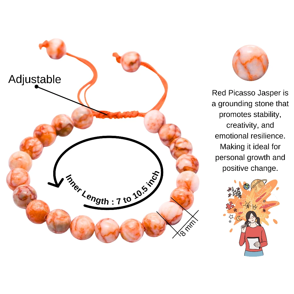 Red Picasso Jasper Bracelet (Adjustable)