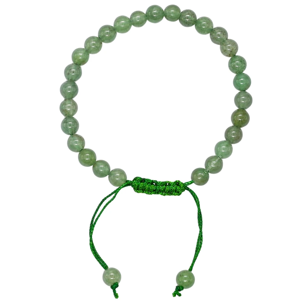 Green Aventurine Healing Crystal Bracelets - 6mm Beads (Adjustable)