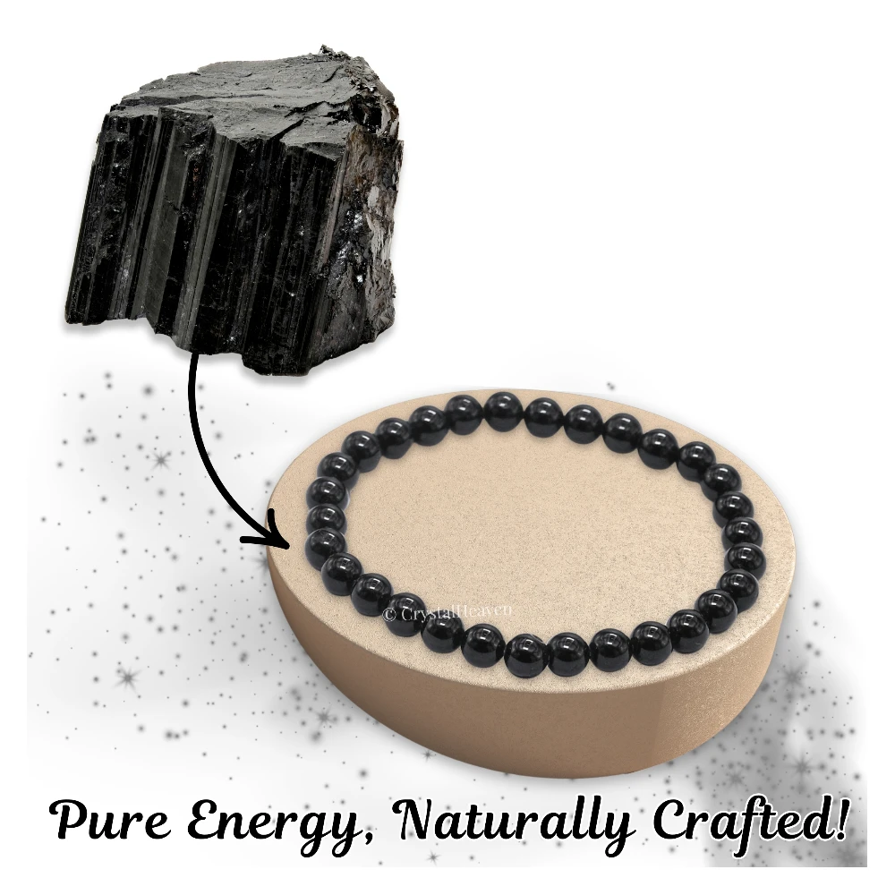 Black Tourmaline Healing Crystal Bracelets - 6mm Beads