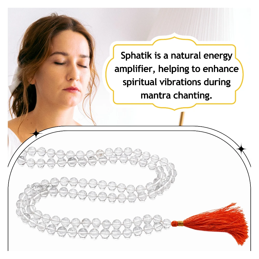 Sphatik Mala - A Grade 108 Beads (8mm, Hand Knotted)