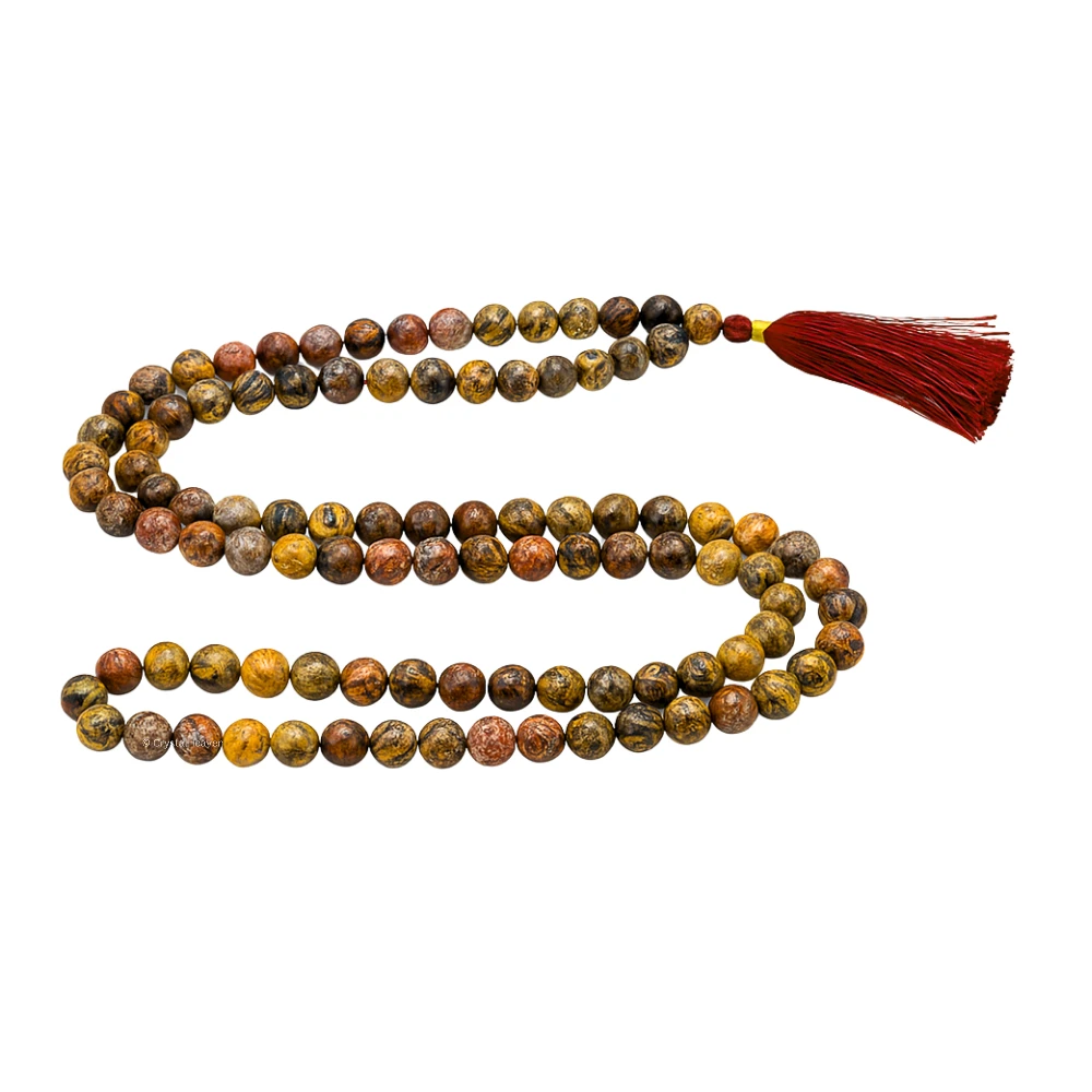 Leopard Jasper Japa Mala (Without Knot)