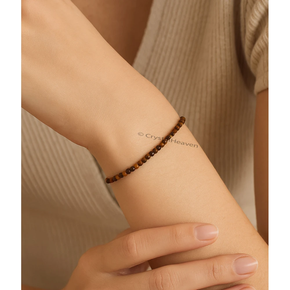 Tiger Eye Bracelets - 2mm Faceted Beads (Gold)