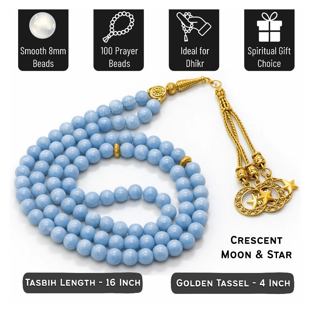 Angelite Crystal Tasbih (Gold)