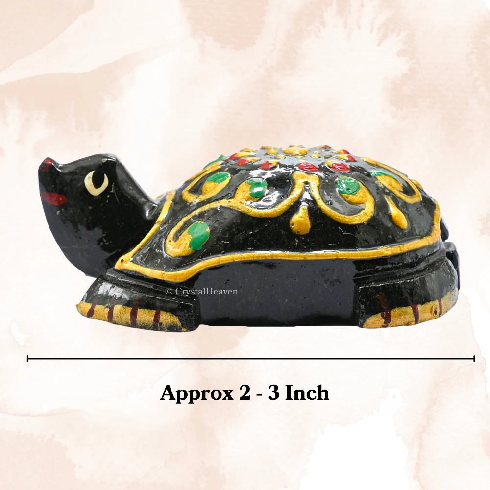 Black Agate Crystal Gemstone Hand Painted Tortoise (2-3 Inch)