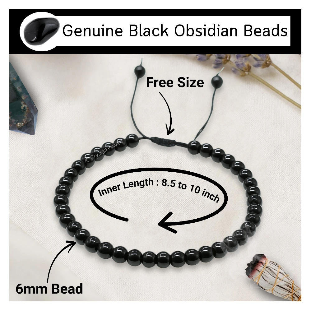 Black Obsidian Anklet (Without Knot)