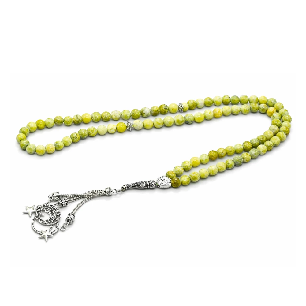 Serpentine Crystal Tasbih (Silver)
