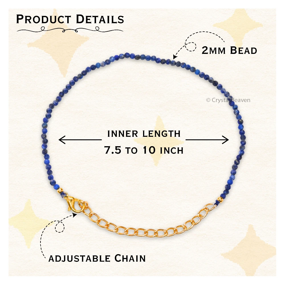 Lapis Lazuli Bracelets - 2mm Faceted Beads (Gold)