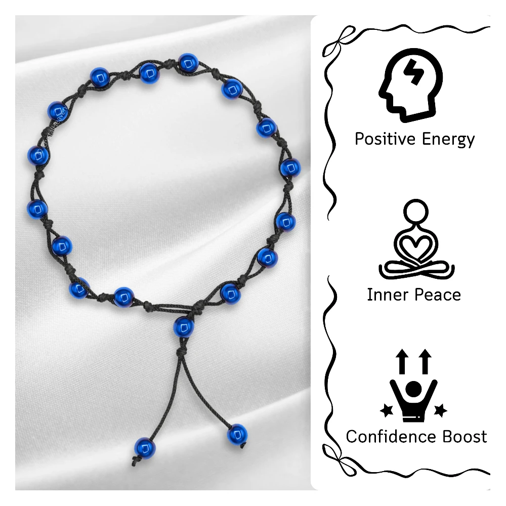 Blue Hematite Anklet (Hand Knotted)