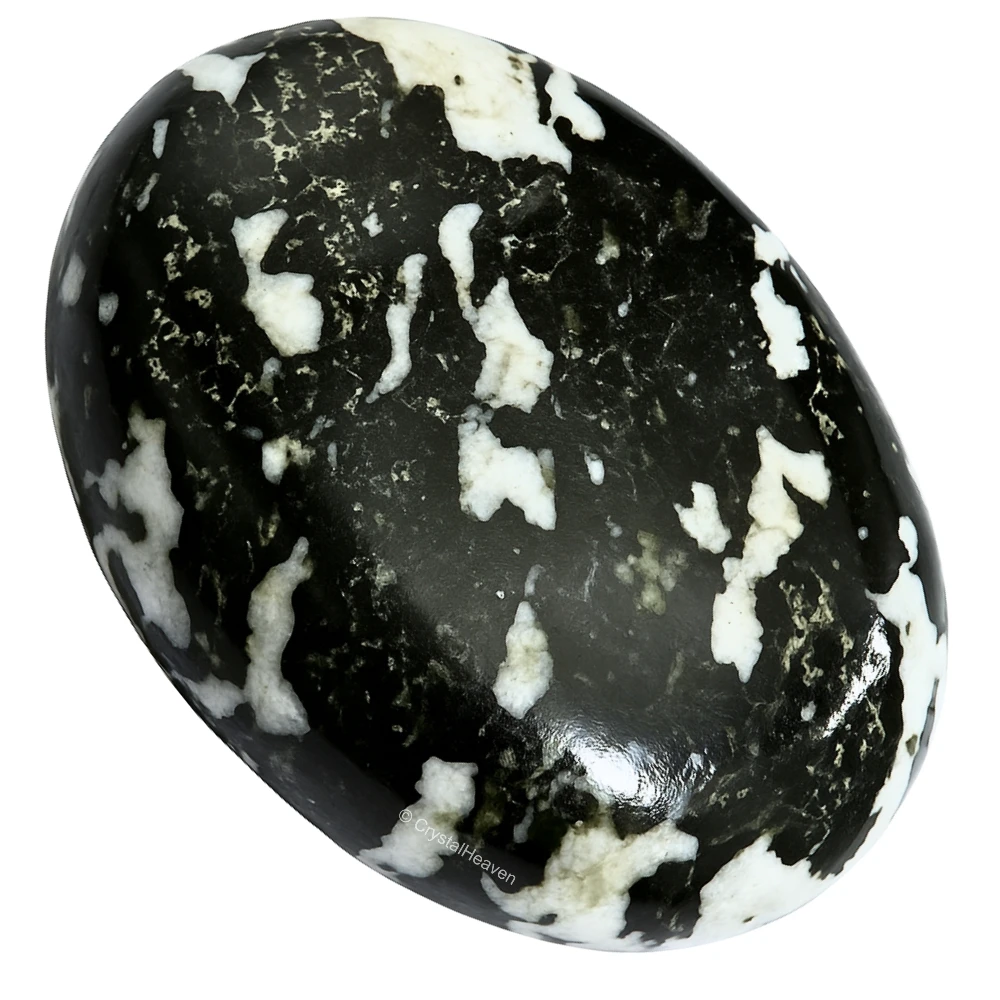 Black and White Tourmaline Palm Stone