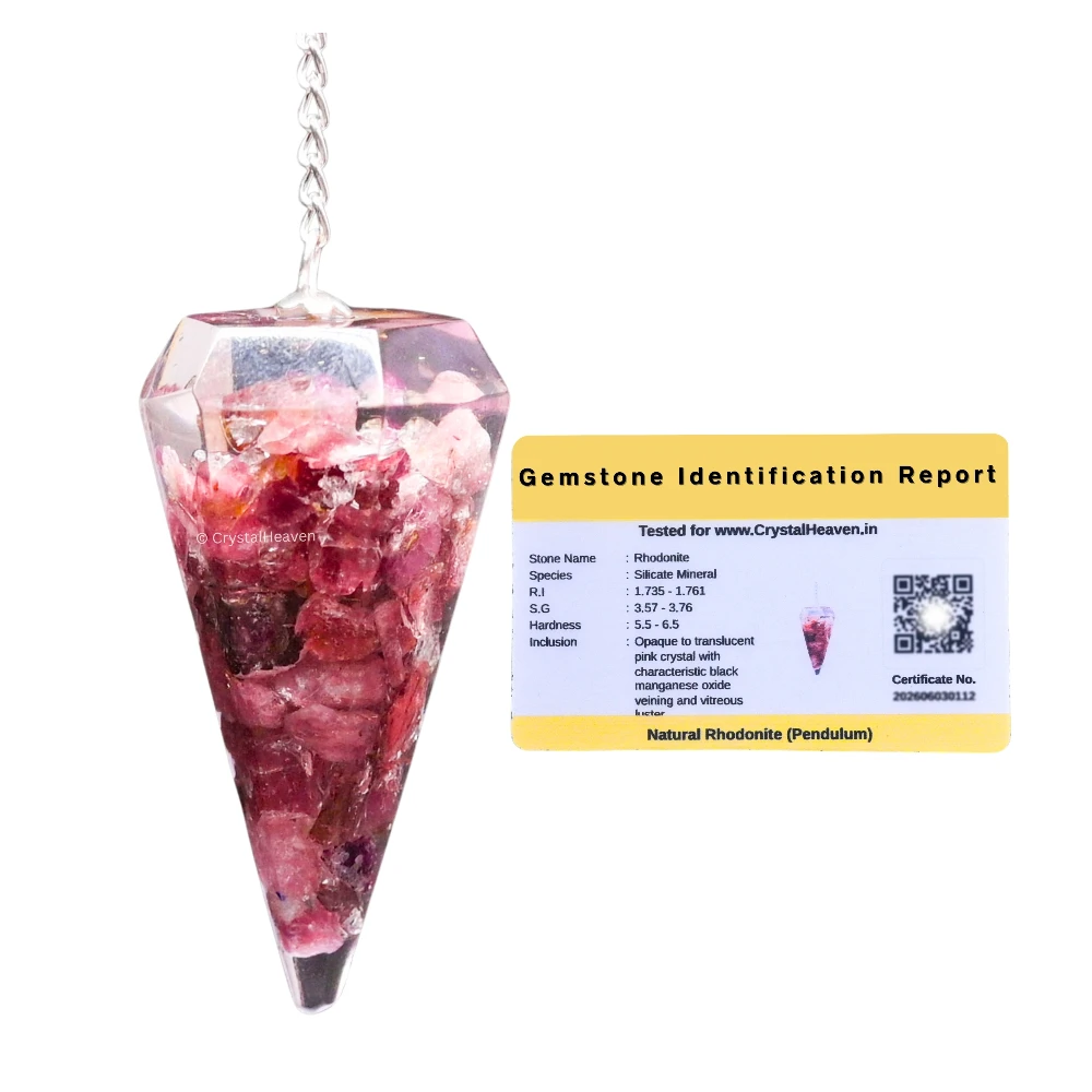 Rhodonite Crystal Orgone Pendulum