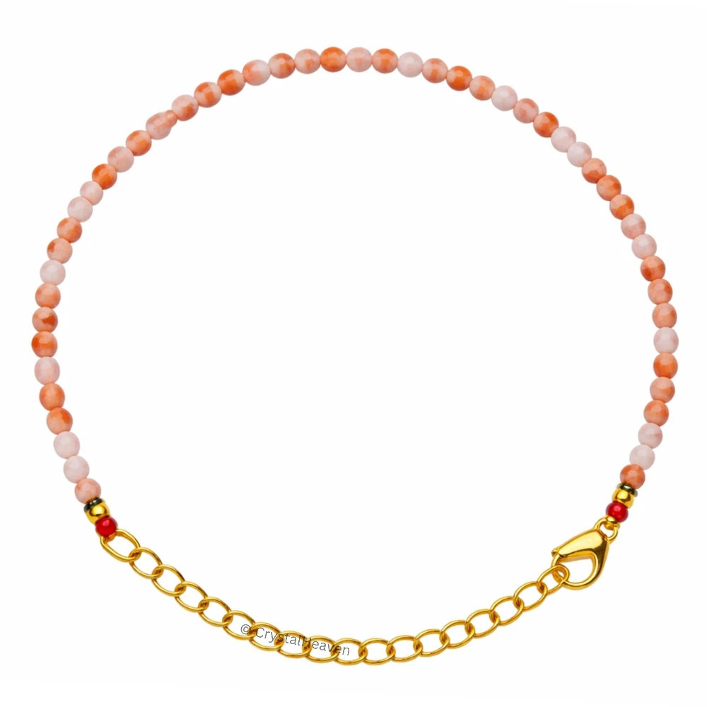 Orange Howlite Bracelets - 2mm Faceted Beads (Gold)
