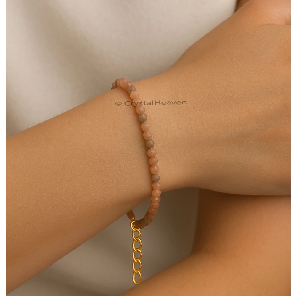 Golden Moonstone Bracelets - 2mm Faceted Beads (Gold)