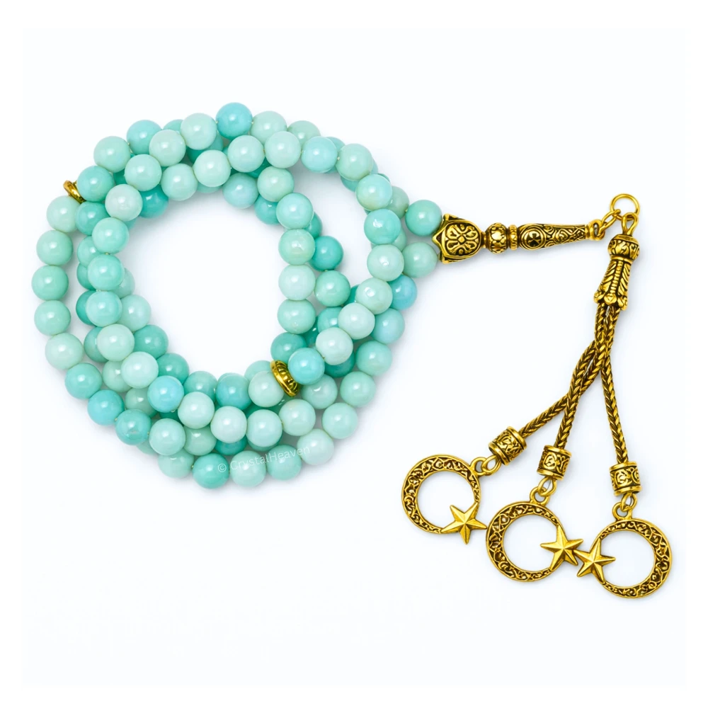 Amazonite Crystal Tasbih (Gold)