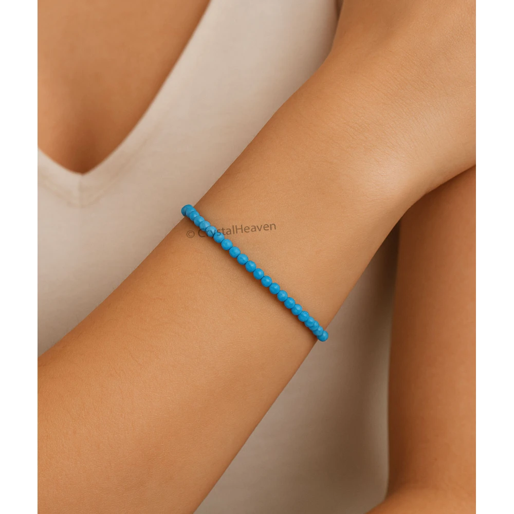 Turquoise Bracelets - 2mm Faceted Beads (Gold)