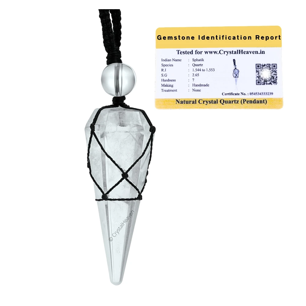 Clear Quartz Pendulum Pendant Necklace (Macrame)