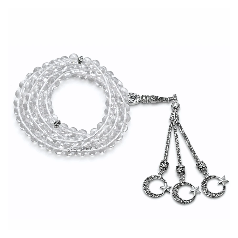 Clear Quartz Crystal Tasbih (Silver)