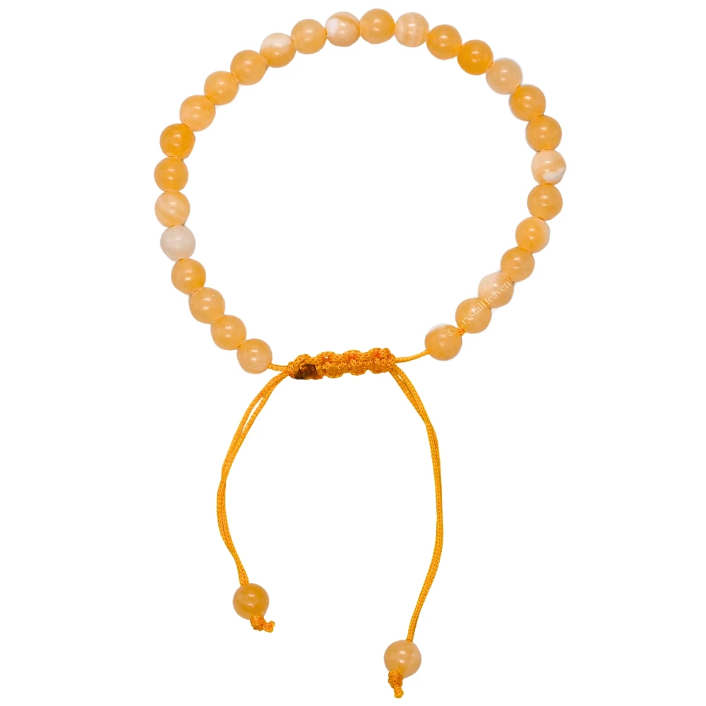 Yellow Calcite Healing Crystal Bracelets - 6mm Beads (Adjustable)