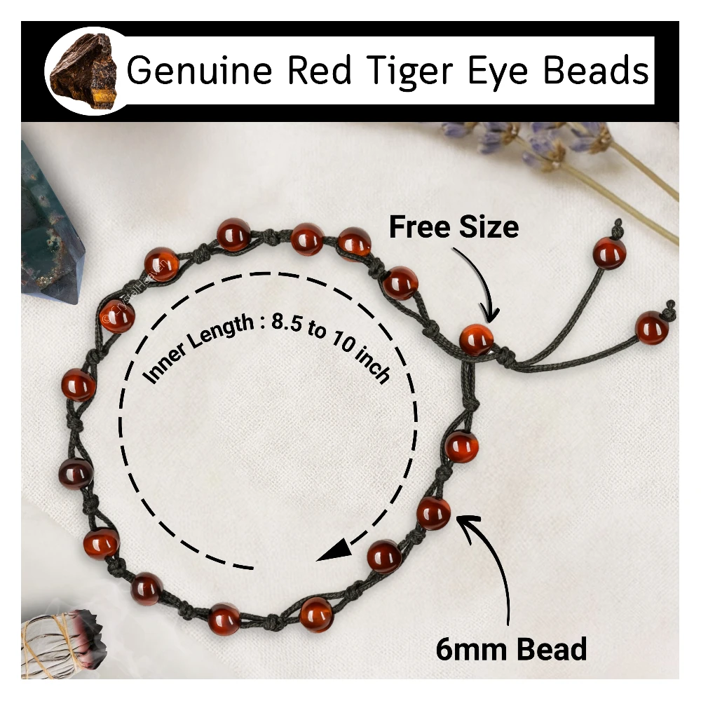 Red Tiger Eye Anklet (Hand Knotted)