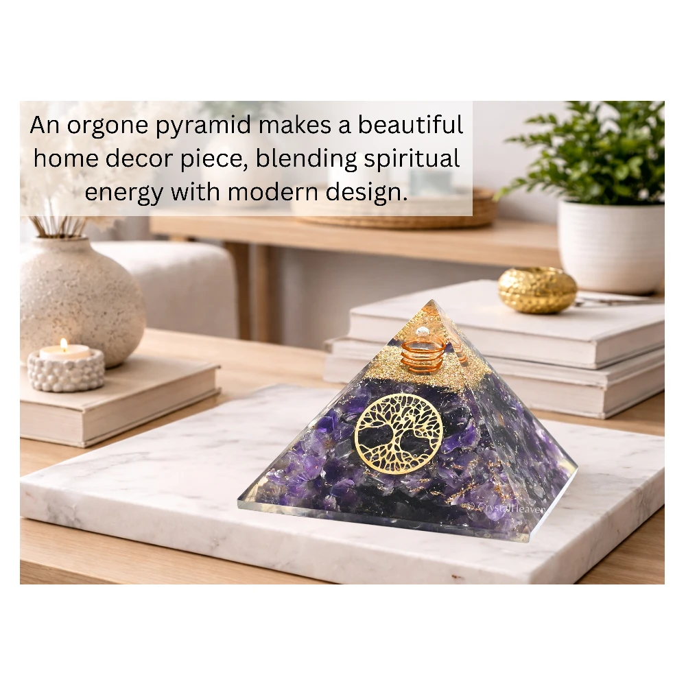 Amethyst Orgone Pyramid (Small Tree Of life)