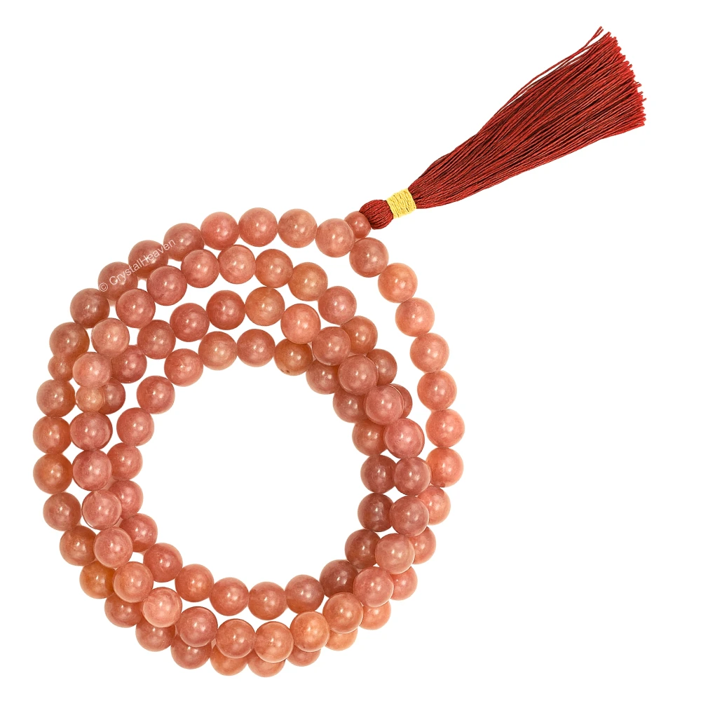 Strawberry Quartz Japa Mala (Without Knot)