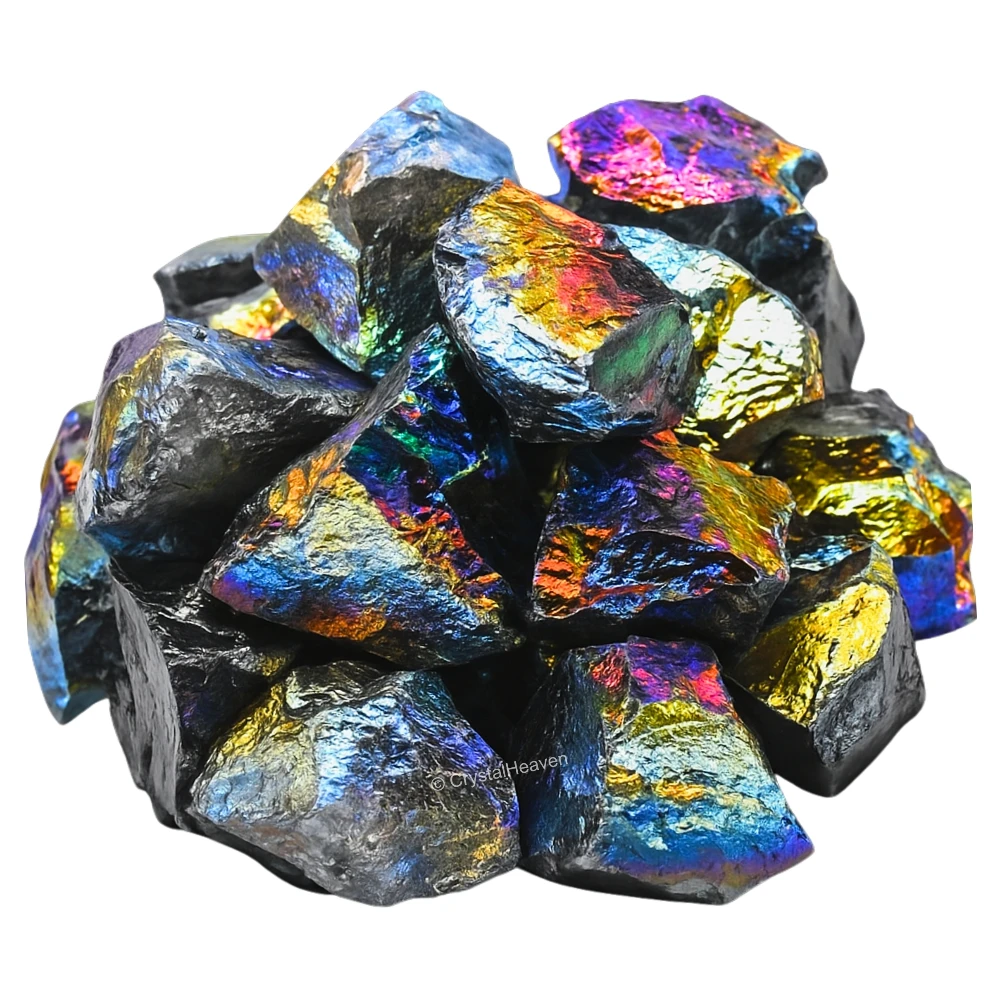 Raw Black Titanium Aura Quartz Crystals (5 Pieces)
