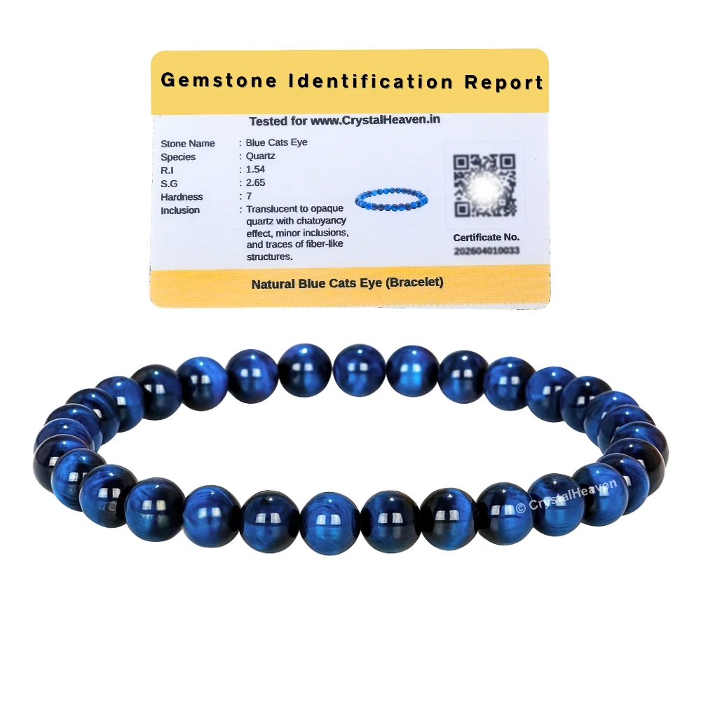 Blue Cats Eye Healing Crystal Bracelets - 6mm Beads