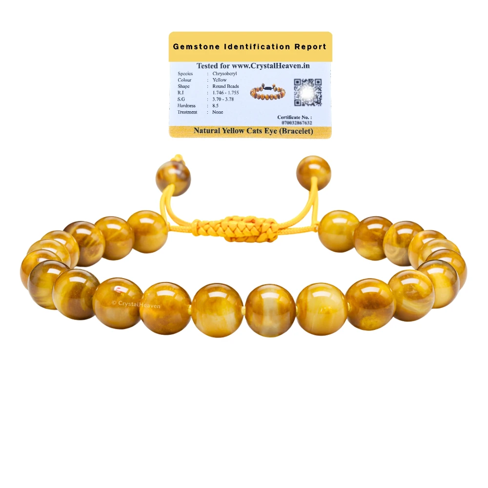 Yellow Cats Eye Bracelet (Adjustable)