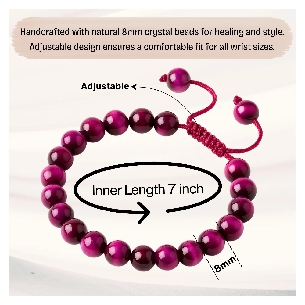 Pink Tiger Eye Bracelet (Adjustable)