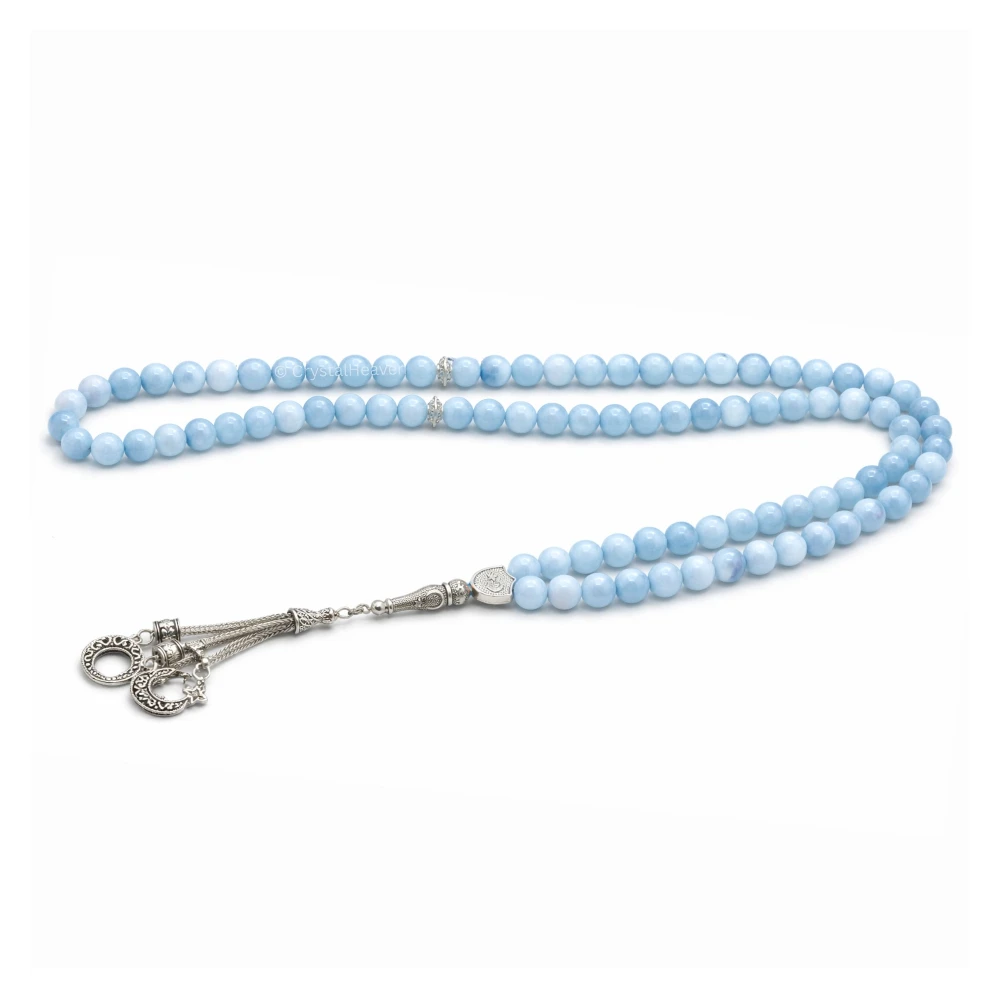 Aquamarine Crystal Tasbih (Silver)