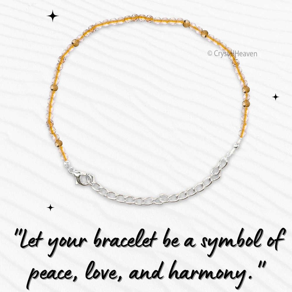 Golden Rutilated Quartz Bracelets - 2mm Faceted Beads (Silver)