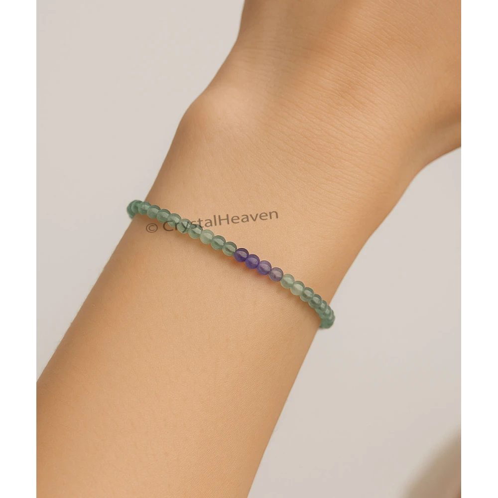 Green Fluorite Bracelets - 2mm Faceted Beads (Gold)