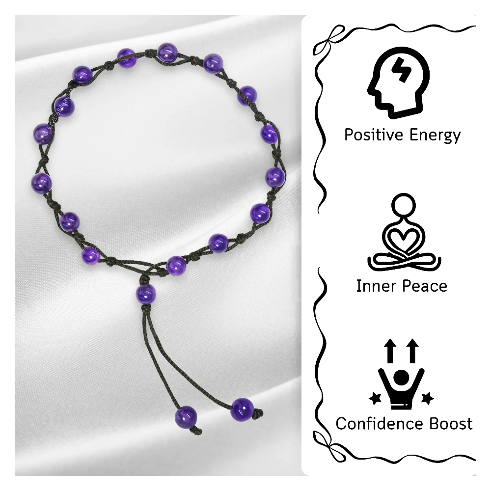 Amethyst Anklet (Hand Knotted)